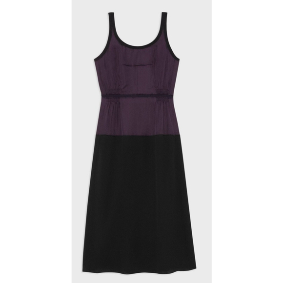 NWT $345 Theory Silk Color Blocked Dress Size 8 Purple and Black - Picture 1 of 6